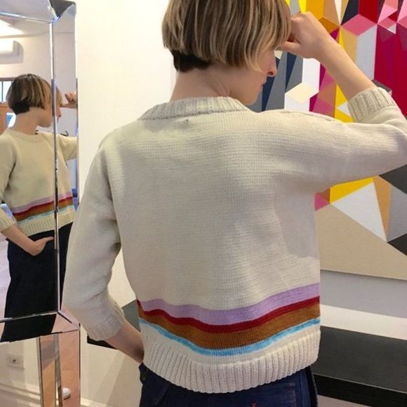 Smythe Ivory Sweater with Vibrant Stripes - Picture 4 of 14